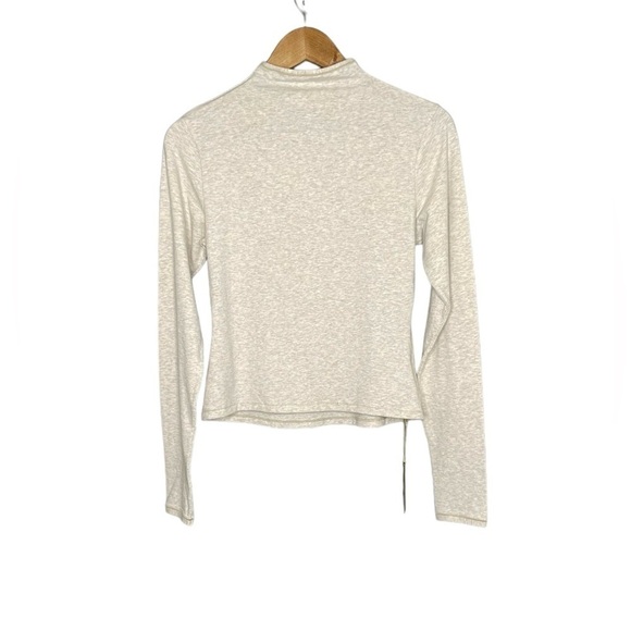 Skims Cotton Jersey Turtleneck Top Long Sleeves Heather Oatmeal NWT - Picture 3 of 12